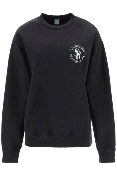 Sporty And Rich Sporty & Rich S&r Logo Printed Sweatshirt In Black