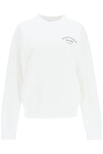 Sporty And Rich Wellness Slogan-print Cotton-jersey Sweatshirt In White