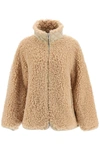 Stand Studio Azalea Faux-shearling Zip Jacket In Beige