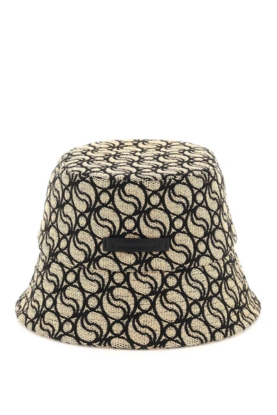 Stella Mccartney S-wave Woven Straw Bucket Hat In Beige,black