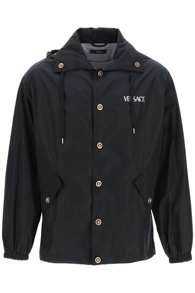 Versace Light Windbreaker Jacket With Medusa Buttons In Black