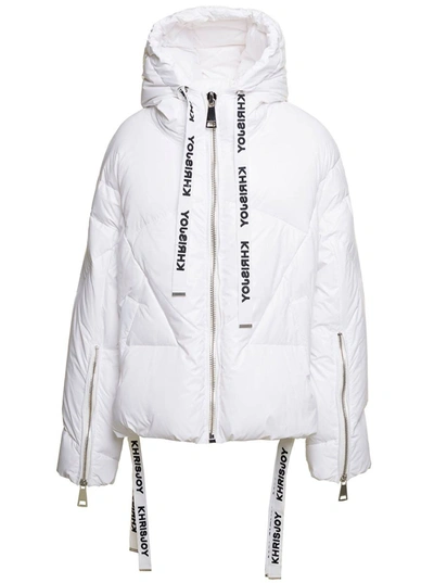KHRISJOY WHITE 'PUFF KHRIS ICONIC' OVERSIZED DOWN JACKET WITH HOOD IN POLYESTER WOMAN