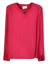 Xacus V-neck Viscose Blouse In Fuchsia In Pink