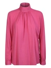 Xacus High Neck Blouse In Pink In Pink