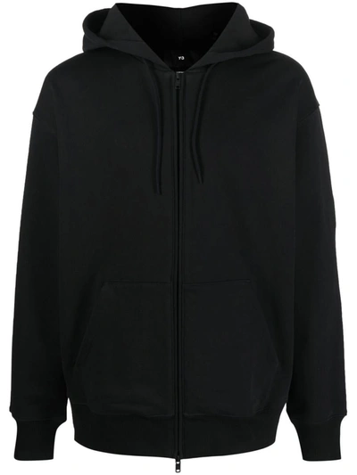 Y-3 Front Zip Fastening Hoodie In Black