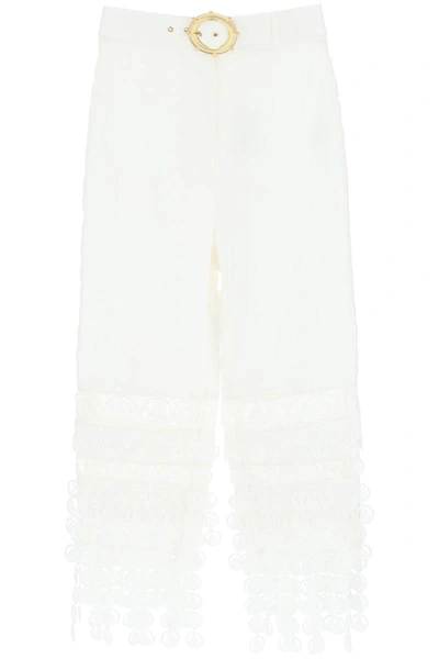 Zimmermann 'high Tide' Nautical Cropped Trousers In White
