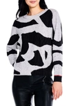Nic + Zoe Dusk Days Intarsia Sweater In Black Multi