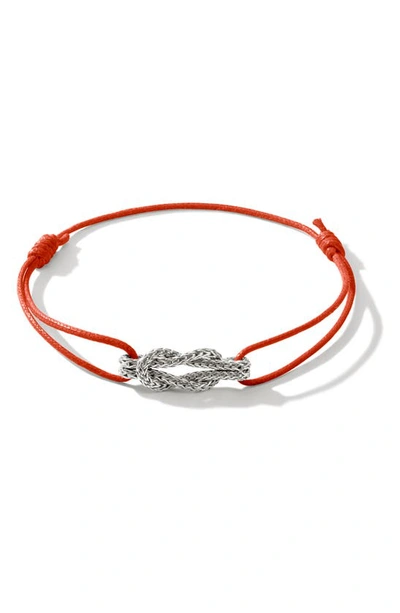 John Hardy Sterling Silver Classic Chain Love Knot Orange Cord Bracelet In Orange/silver