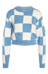 Noisy May Blaire Fuzzy Checkerboard Sweater In Riviera Checks Eggnog