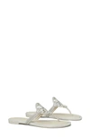 Tory Burch Miller Pave Logo Thong Sandals In Stone Gray