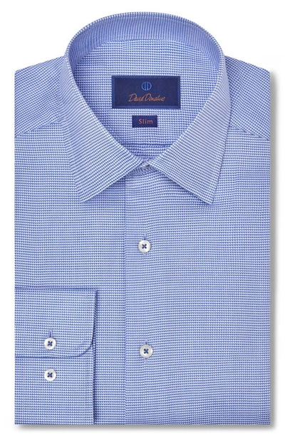 David Donahue Slim Fit Dobby Micro Check Cotton Dress Shirt In Sky