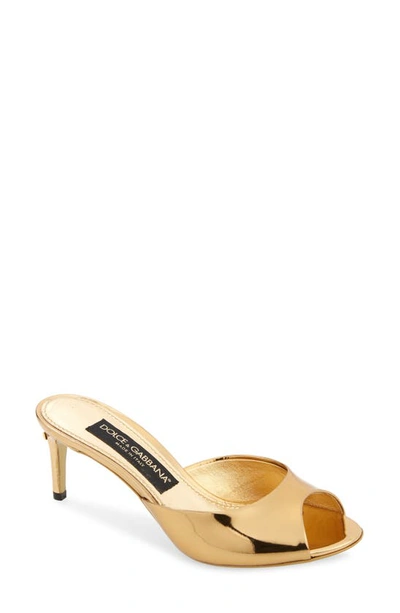 Dolce & Gabbana Women's Metallic Mid Heel Sandals In Gold