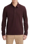 Vince Men's Garment-dyed Long-sleeve Polo Shirt In Washed Pinot Vino