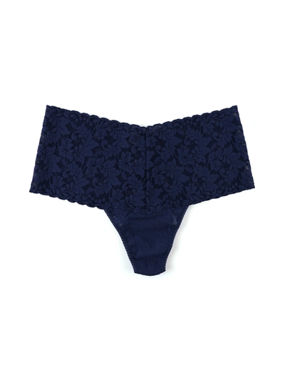 Hanky Panky Retro Lace Thong Navy In Blue