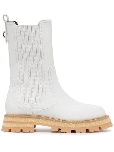 Ermanno Scervino Biker Leather Ankle Boots In White