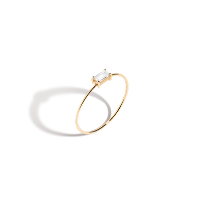 Aurate New York Baguette White Sapphire Gold Ring In Rose