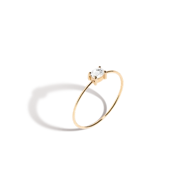 Aurate New York Oval White Sapphire Gold Ring In Rose