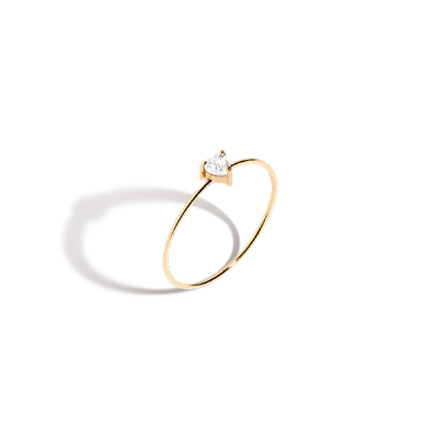 Aurate New York Heart White Sapphire Gold Ring In Rose