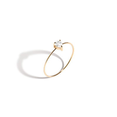 Aurate New York Pear White Sapphire Gold Ring