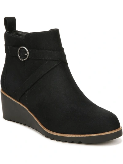 Lifestride Zinfandel Womens Faux Leather Comfort Ankle Boots In Black Microfiber