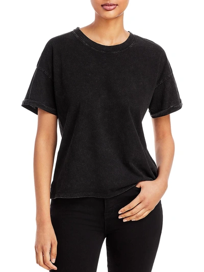 Marc New York Womens Side Slit Short Sleeve T-shirt In Black