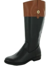 Tommy Hilfiger Shano Womens Faux Leather Wide Calf Riding Boots In Black