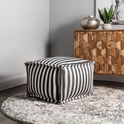 Nuloom Porto Striped Indoor/outdoor Filled Ottoman Pouf