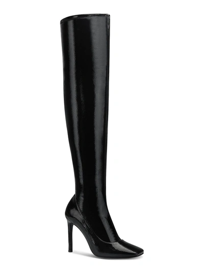 Inc Keenah Womens Patent Square Toe Thigh-high Boots In Black