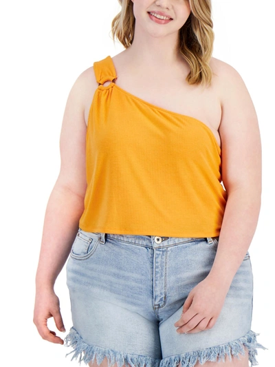 Love Plus Womens Ribbed Short Cropped In Orange