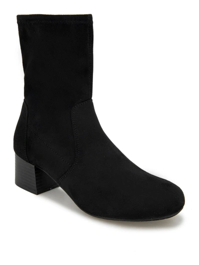 Kenneth Cole Reaction Road Stretch Womens Faux Suede Block Heel Ankle Boots In Black