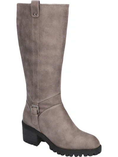 Bella Vita Lorielle Womens Faux Leather Block Heel Mid-calf Boots In Grey
