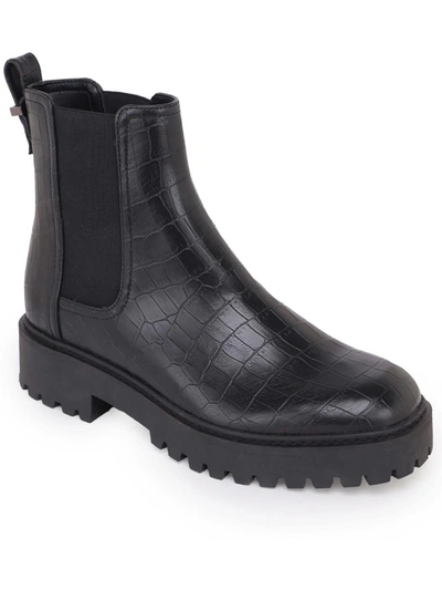 Kenneth Cole Reaction Salt Lug Womens Patent Pull On Chelsea Boots In Black