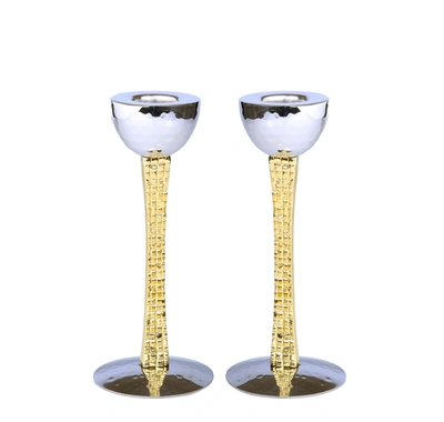 Classic Touch Decor Set Of 2 Candle Holders With Mosaic Design - 6"h