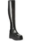 Wild Pair Enchantt Womens Faux Leather Tall Wedge Boots In Black
