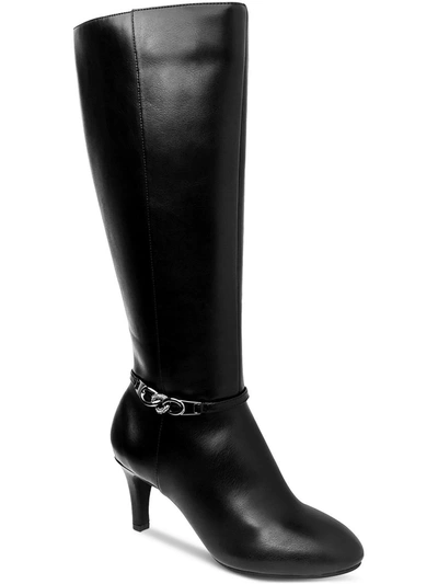 Karen Scott Hanna Womens Faux Leather Tall Knee-high Boots In Black