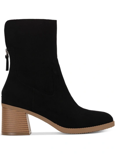 SUN + STONE LYRAA WOMENS BLOCK HEEL LACELESS ANKLE BOOTS