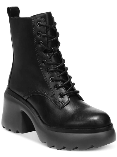 Bar Iii Peliican Womens Faux Leather Lace-up Booties In Black
