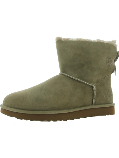 Ugg Mini Bailey Bow Ii Womens Suede Shearling Winter Boots In Brown