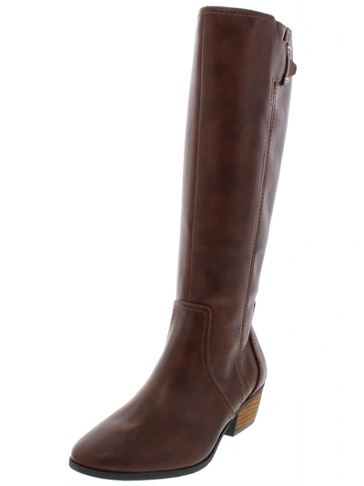 Dr. Scholl's Shoes Brillance Womens Faux Leather Tall Knee-high Boots In Brown