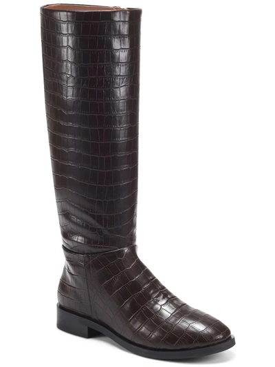Aerosoles Berri Womens Side Zip Round Toe Knee-high Boots In Brown Croc