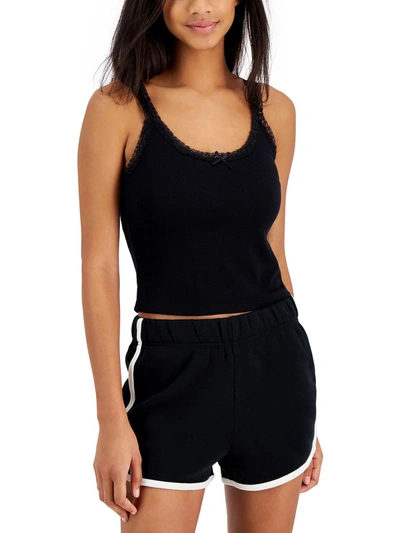 Hippie Rose Womens Scoop Neck Cropped Cami In Black