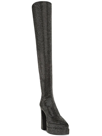 Steve Madden Sultry Crystal Embellished Thigh High Boot In Black