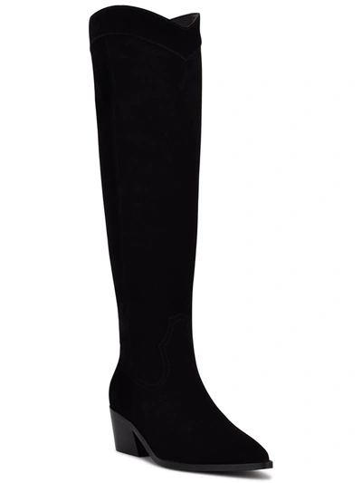 Nine West Orece Womens Suede Tall Knee-high Boots In Black Suede