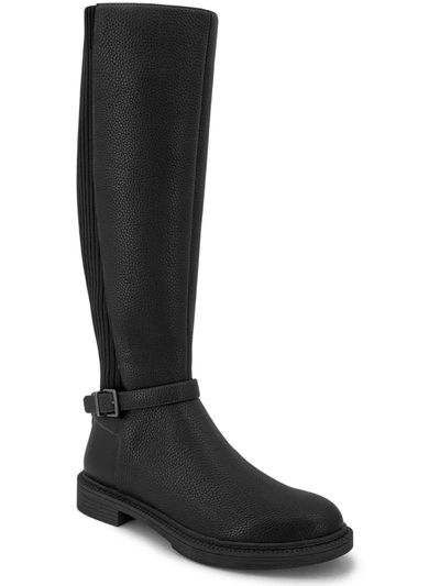 Kenneth Cole Reaction Wind Riding Boot Womens Faux Leather Knee-high Riding Boots In Black