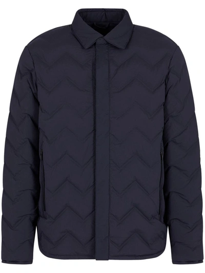 Emporio Armani Padded Quilted Jacket In Blue
