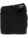 Jacquemus La Mini Jupe Bahia Wool Crepe Mini Skirt In Black