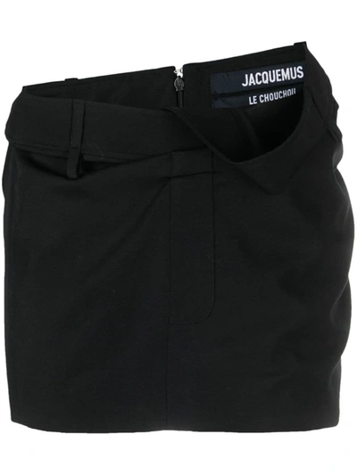 Jacquemus Twisted Mini Skirt In Black