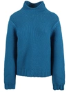 Liviana Conti Wool Blend High Neck Jumper In Blue
