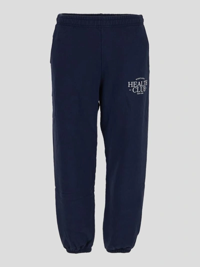 Sporty And Rich Logo-print Cotton Track Pants In Blue