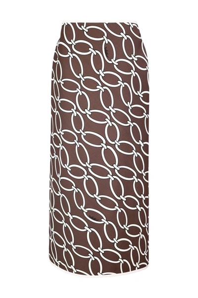 Valentino Women's Chainlink Silk Crêpe De Chine Midi-skirt In Chestnut